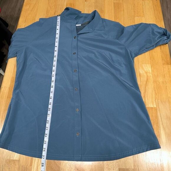 Columbia Blue Omni-Wick Button Front Top Womens XL Utility Roll Tab Sleeves - Picture 7 of 10
